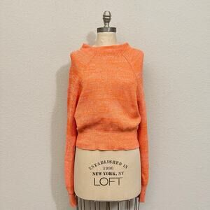 FREE PEOPLE Too Good Pullover Sweater Orange Ribbed Chunky Knit Boxy